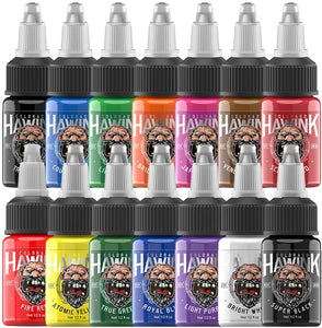 HAWINK Tattoo Ink Set 0.5 oz (15ml) Tattoo Supply 14 Colors Pigment Kit Viking Ink USA TI203-15-14